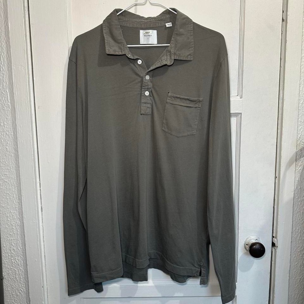 Billy Reid Long Sleeve Polo — Soft Cotton‎ Jersey (L)